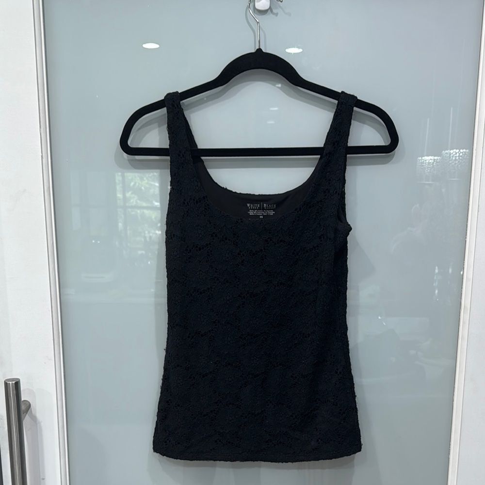 White House Black Market Women's Black Knit Crochet Basic Tank Top XS